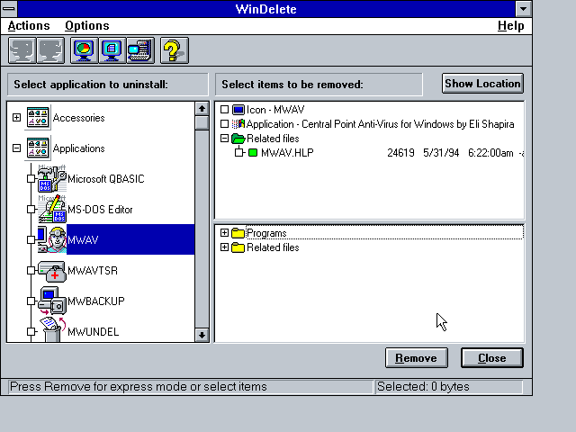 WinDelete Version 1.0 - Uninstall